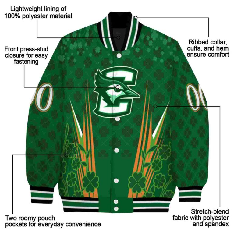 custom creighton bluejays shamrock pattern green jacket new arrival jacketwow