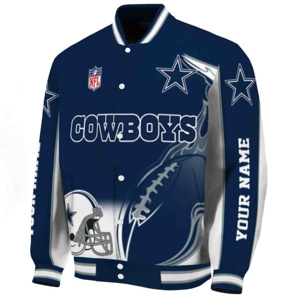 custom dallas cowboys flaming football blue white jacket best selling jacketwow