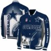 custom dallas cowboys flaming football blue white jacket fashion forward jacketwow