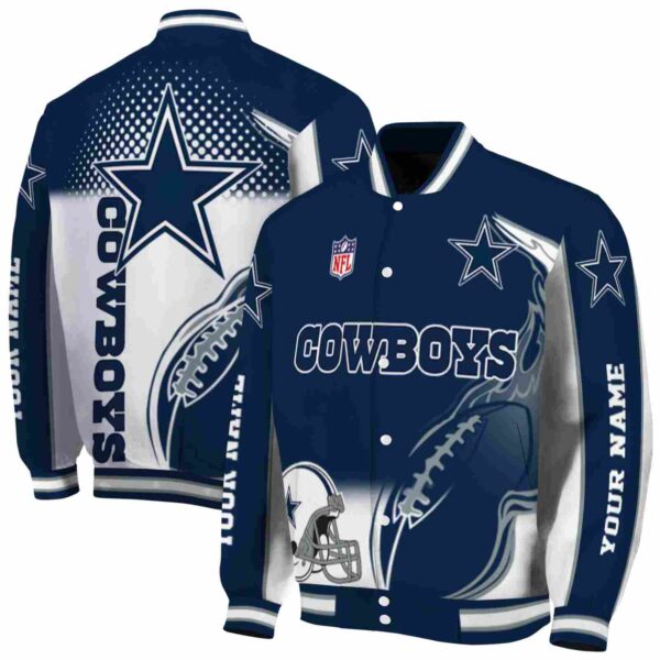 custom dallas cowboys flaming football blue white jacket fashion forward jacketwow