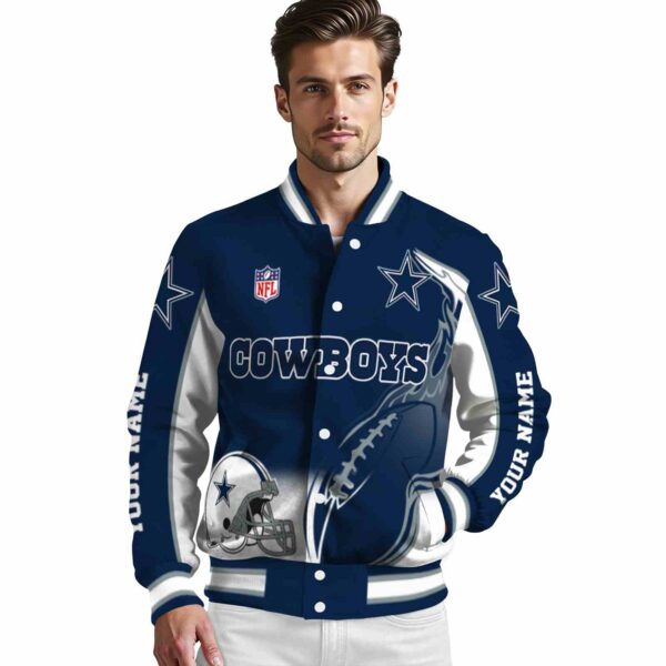 custom dallas cowboys flaming football blue white jacket high quality jacketwow