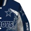 custom dallas cowboys flaming football blue white jacket premium grade jacketwow