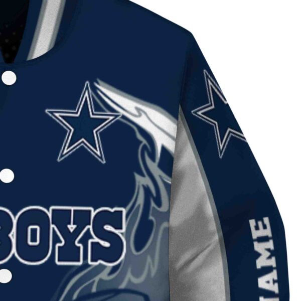 custom dallas cowboys flaming football blue white jacket premium grade jacketwow