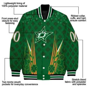 custom dallas stars shamrock pattern green jacket new arrival jacketwow