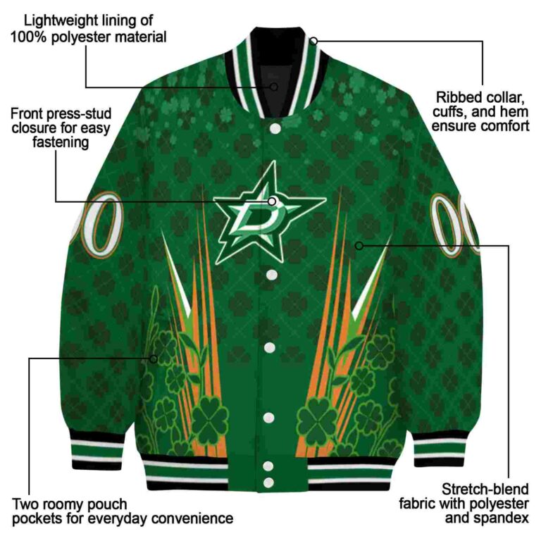 custom dallas stars shamrock pattern green jacket new arrival jacketwow