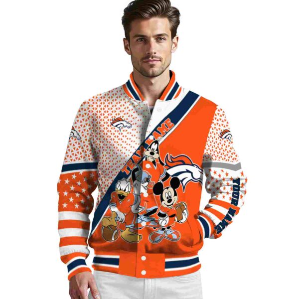 custom denver broncos mickey donald goofy orange white jacket high quality jacketwow
