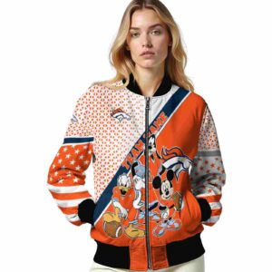 custom denver broncos mickey donald goofy orange white jacket latest model jacketwow