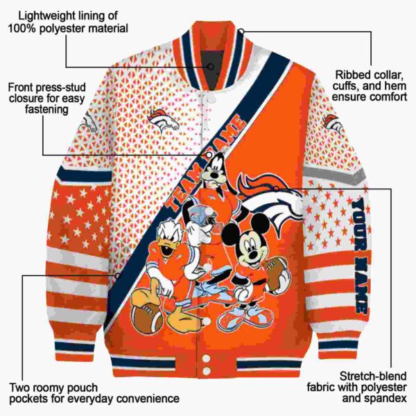 custom denver broncos mickey donald goofy orange white jacket new arrival jacketwow