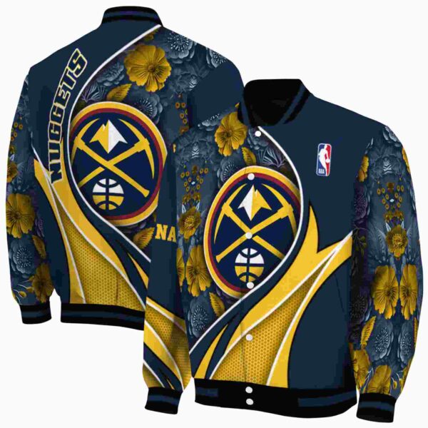 custom denver nuggets floral print blue jacket fashion forward jacketwow