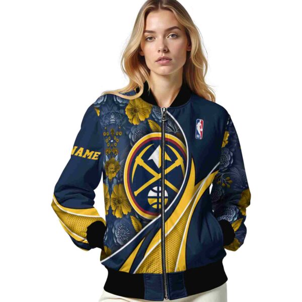 custom denver nuggets floral print blue jacket latest model jacketwow