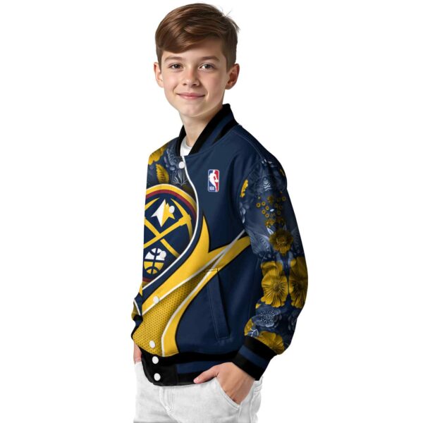 custom denver nuggets floral print blue jacket trendy jacketwow
