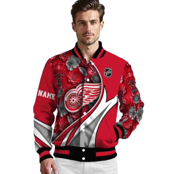 custom detroit red wings floral print red jacket high quality jacketwow