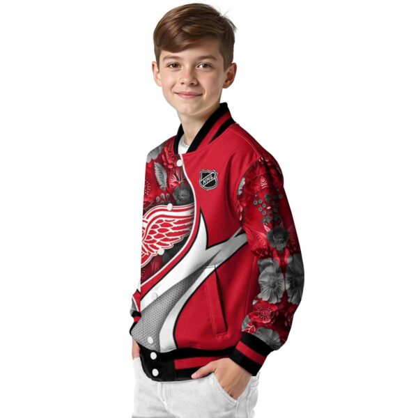 custom detroit red wings floral print red jacket trendy jacketwow