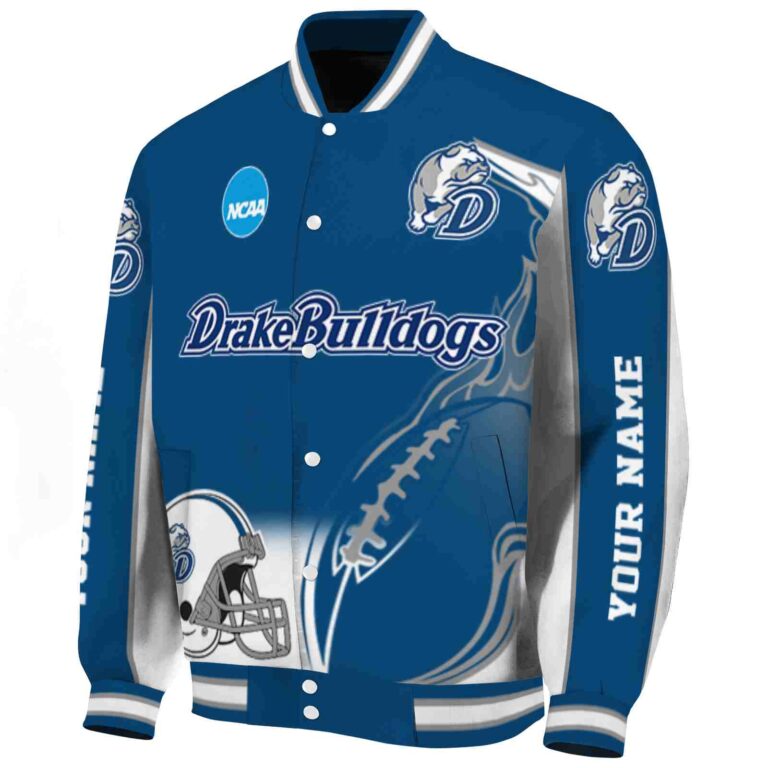 custom drake bulldogs flaming football blue white jacket best selling jacketwow