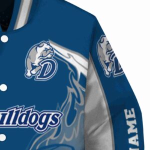 custom drake bulldogs flaming football blue white jacket premium grade jacketwow