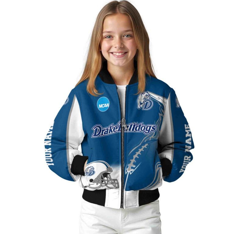 custom drake bulldogs flaming football blue white jacket top rated jacketwow