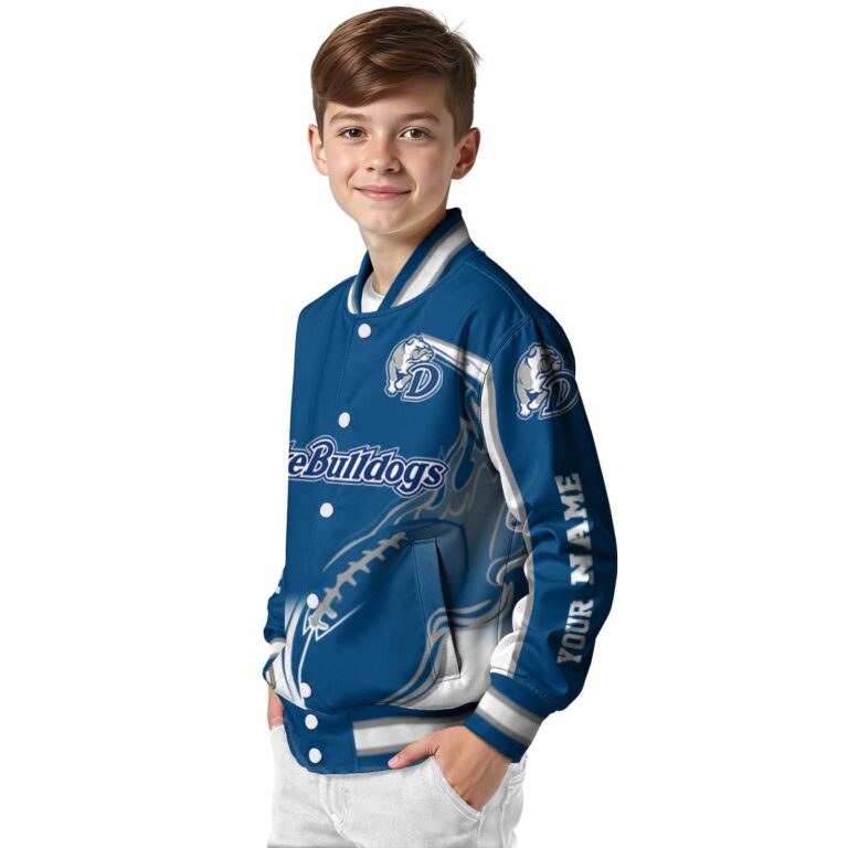 custom drake bulldogs flaming football blue white jacket trendy jacketwow