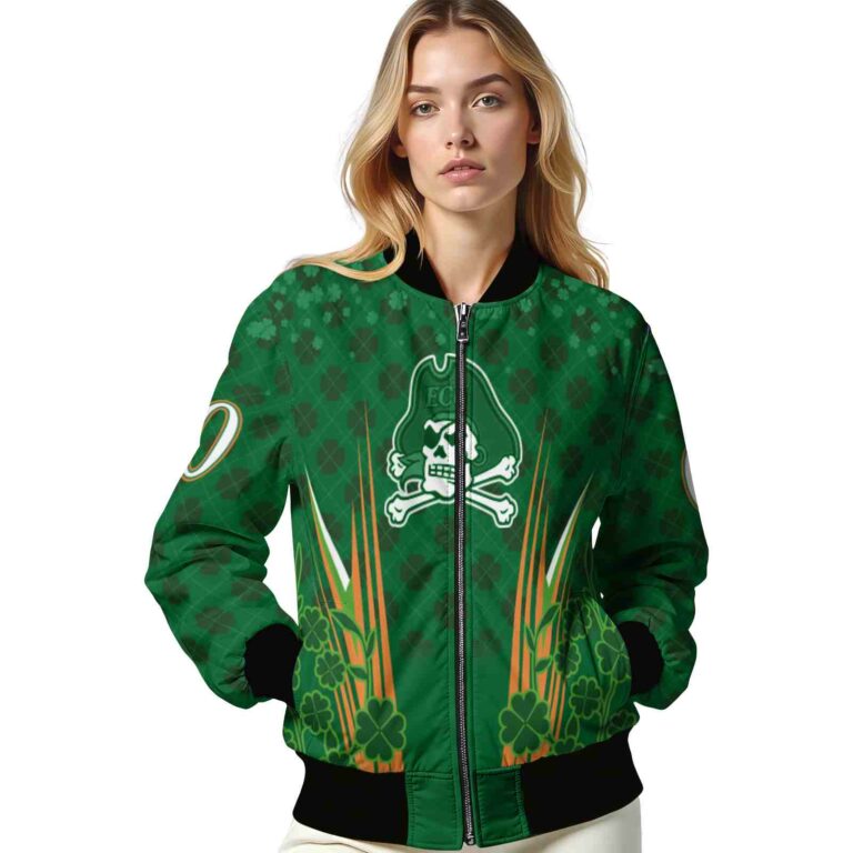 custom east carolina pirates shamrock pattern green jacket latest model jacketwow