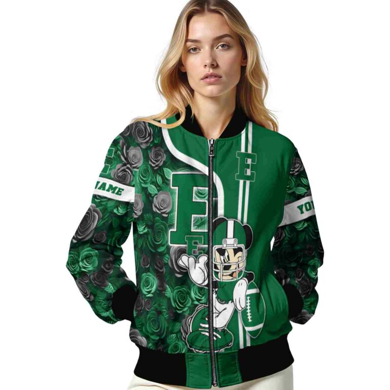 custom eastern michigan eagles rose mickey green jacket latest model jacketwow