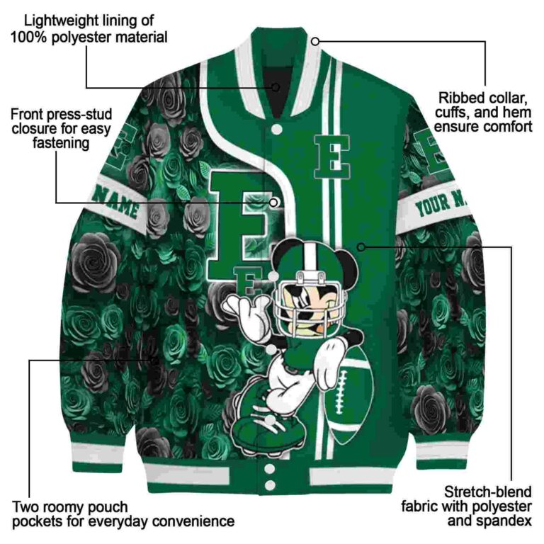 custom eastern michigan eagles rose mickey green jacket new arrival jacketwow