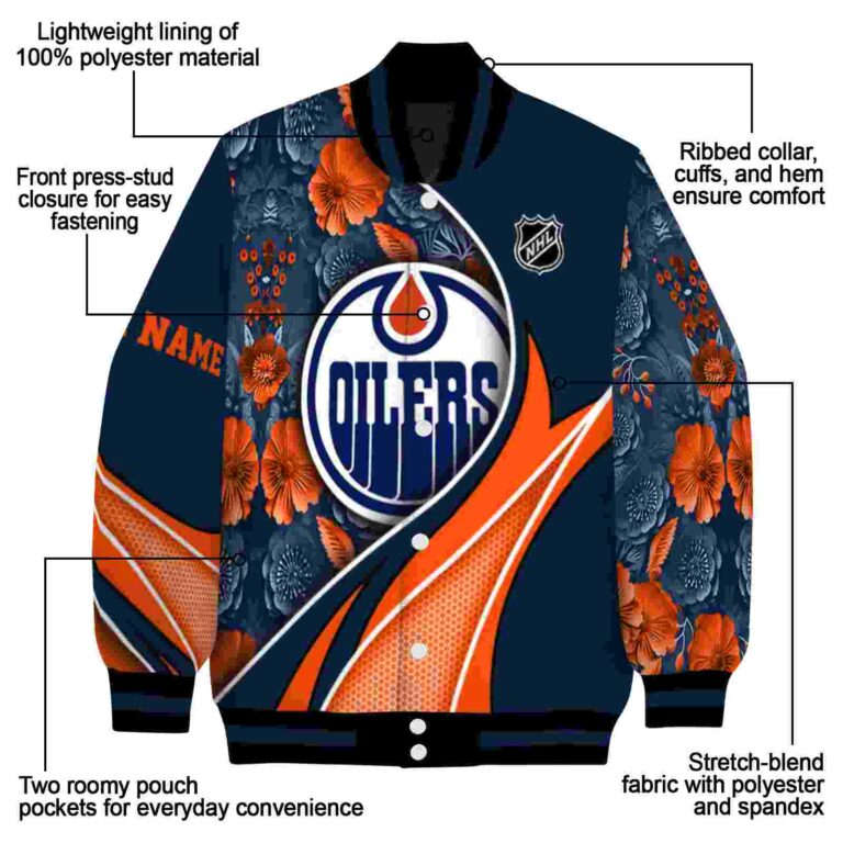 custom edmonton oilers floral print blue jacket new arrival jacketwow