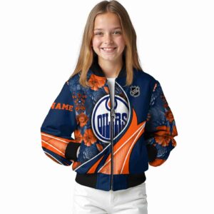 custom edmonton oilers floral print blue jacket top rated jacketwow