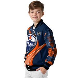 custom edmonton oilers floral print blue jacket trendy jacketwow