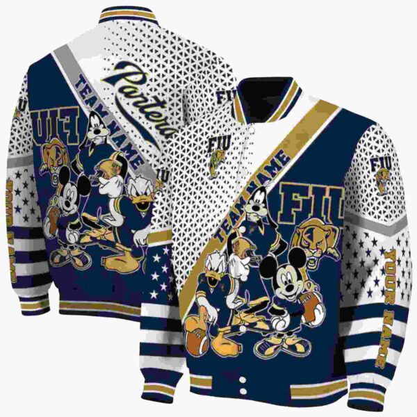 custom fiu panthers mickey donald goofy blue white jacket fashion forward jacketwow