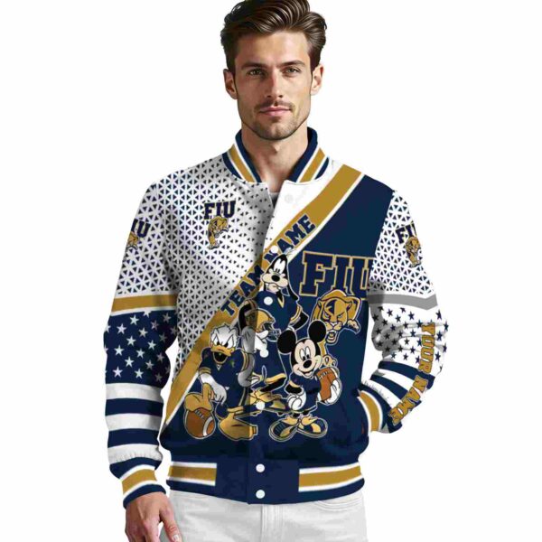 custom fiu panthers mickey donald goofy blue white jacket high quality jacketwow