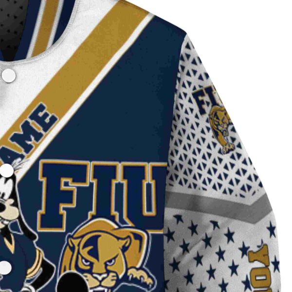 custom fiu panthers mickey donald goofy blue white jacket premium grade jacketwow