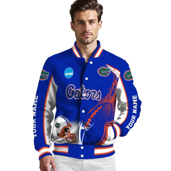 custom florida gators flaming football blue white jacket high quality jacketwow