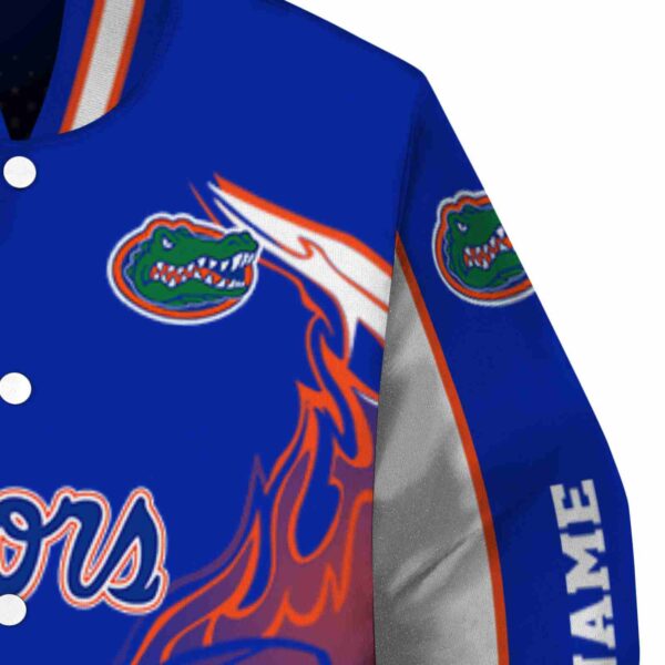 custom florida gators flaming football blue white jacket premium grade jacketwow
