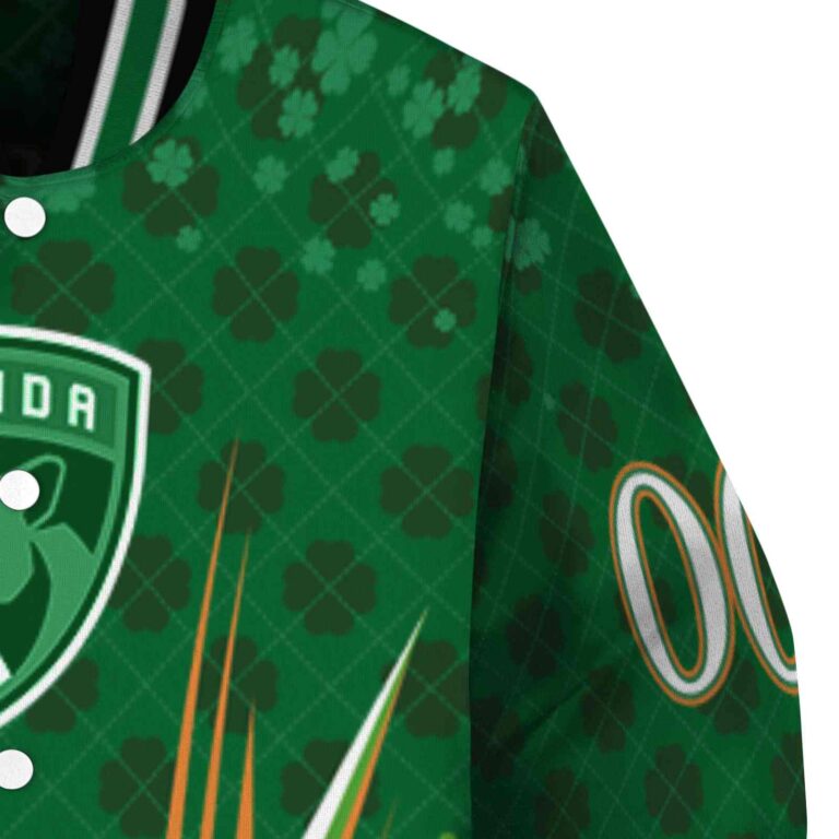 custom florida panthers shamrock pattern green jacket premium grade jacketwow