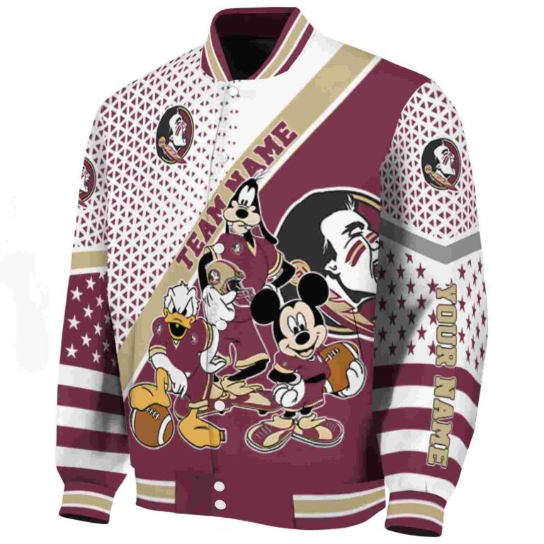 custom florida state seminoles mickey donald goofy garnet white jacket best selling jacketwow