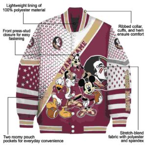 custom florida state seminoles mickey donald goofy garnet white jacket new arrival jacketwow