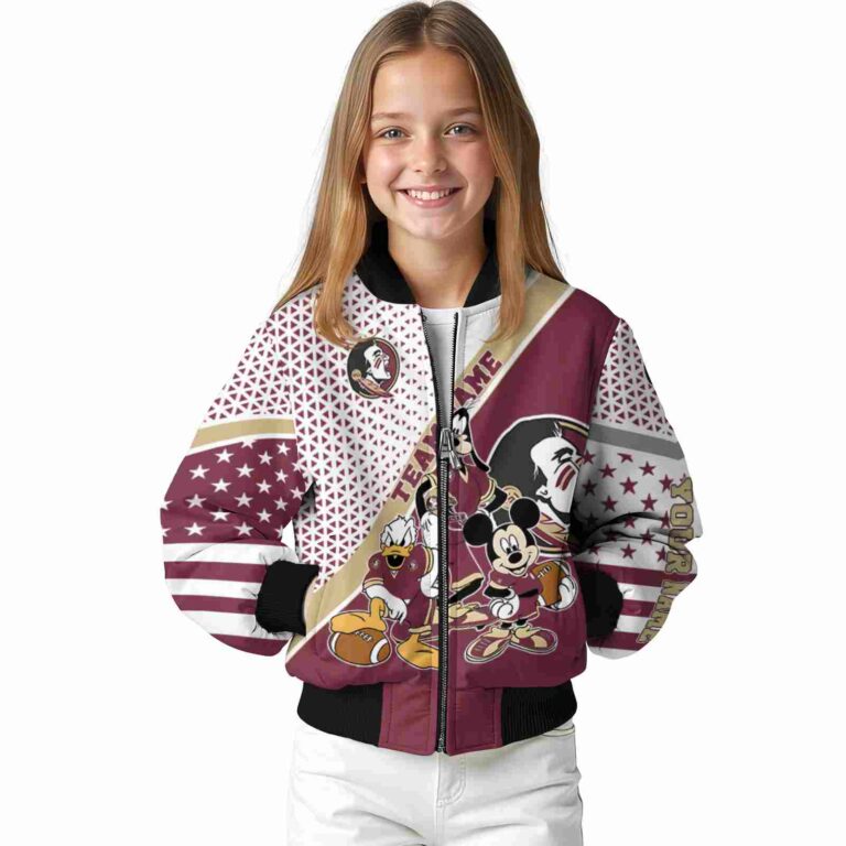 custom florida state seminoles mickey donald goofy garnet white jacket top rated jacketwow