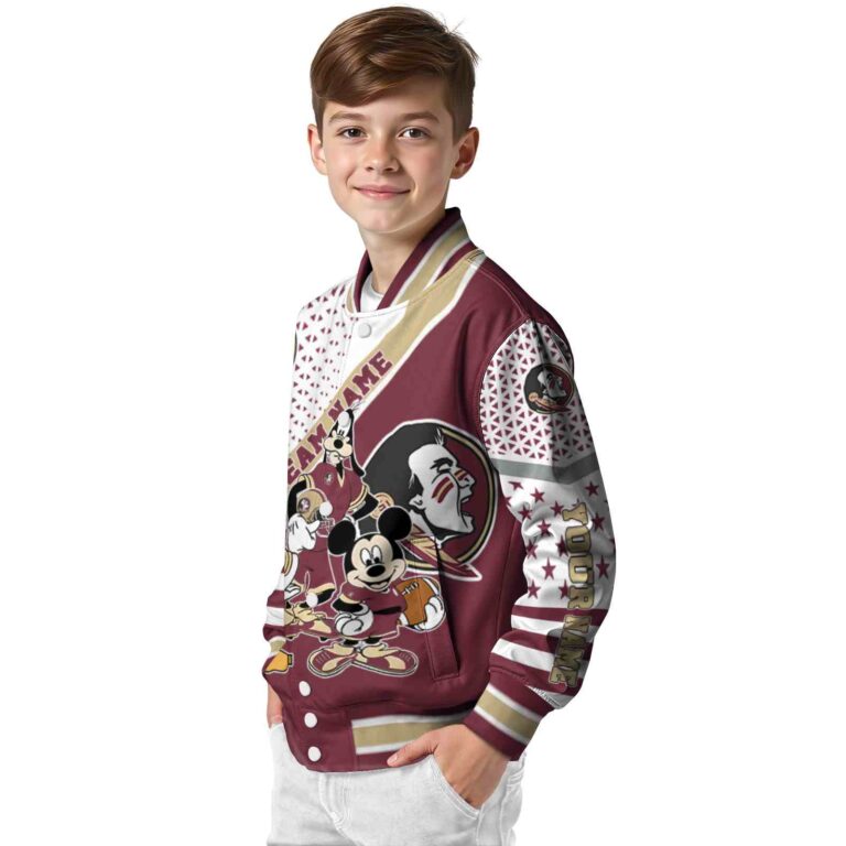 custom florida state seminoles mickey donald goofy garnet white jacket trendy jacketwow