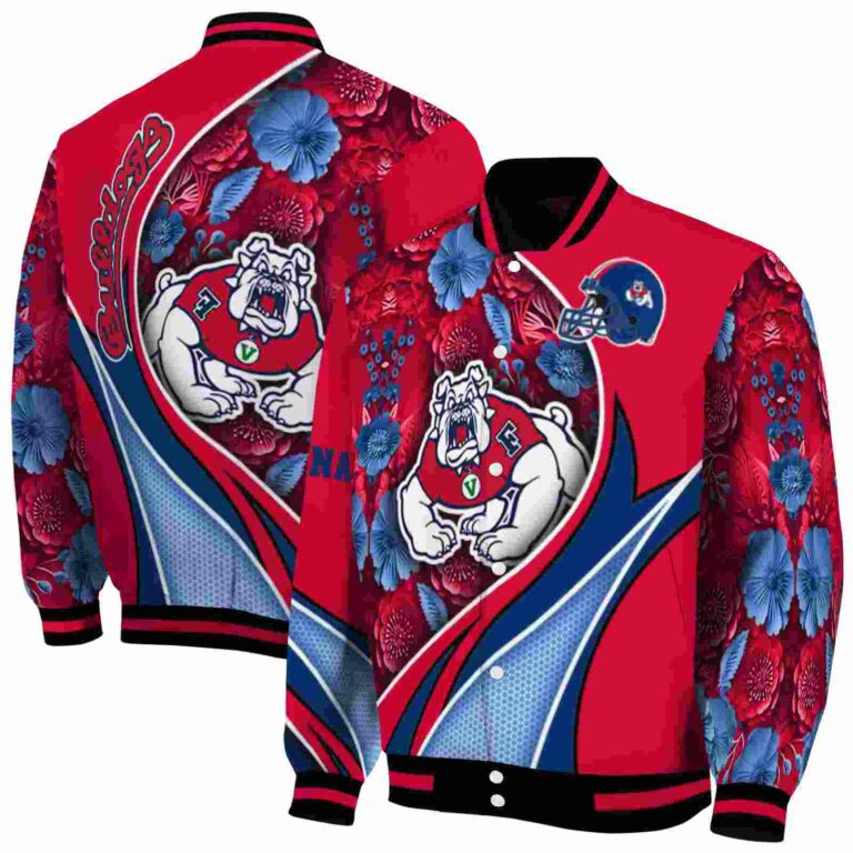 custom fresno state bulldogs floral print red jacket fashion forward jacketwow