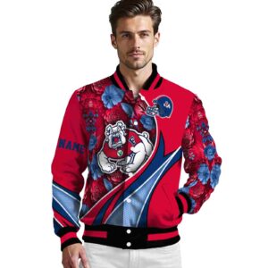 custom fresno state bulldogs floral print red jacket high quality jacketwow