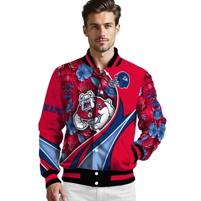 custom fresno state bulldogs floral print red jacket high quality jacketwow