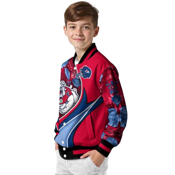 custom fresno state bulldogs floral print red jacket trendy jacketwow