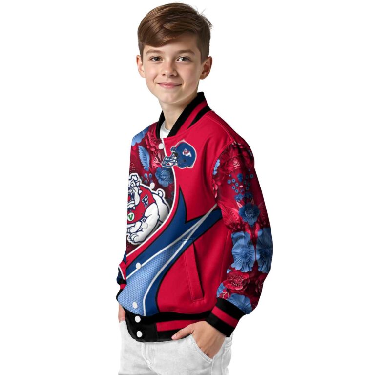 custom fresno state bulldogs floral print red jacket trendy jacketwow