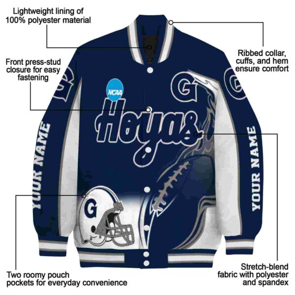custom georgetown hoyas flaming football blue white jacket new arrival jacketwow