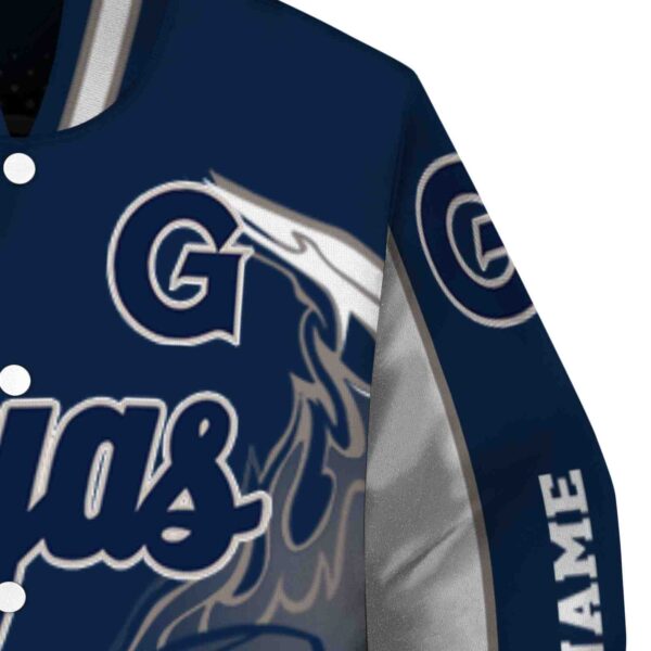 custom georgetown hoyas flaming football blue white jacket premium grade jacketwow