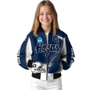 custom georgetown hoyas flaming football blue white jacket top rated jacketwow