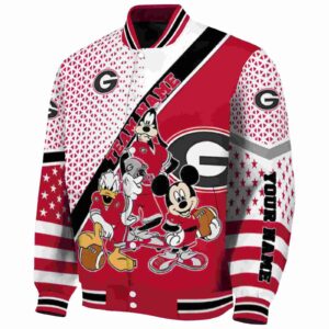 custom georgia bulldogs mickey donald goofy red white jacket best selling jacketwow