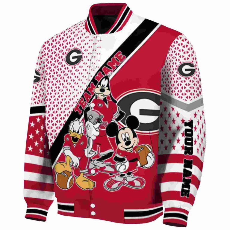 custom georgia bulldogs mickey donald goofy red white jacket best selling jacketwow
