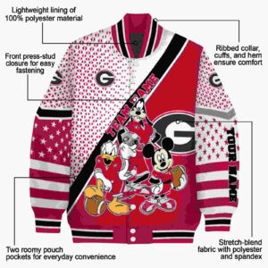 custom georgia bulldogs mickey donald goofy red white jacket new arrival jacketwow
