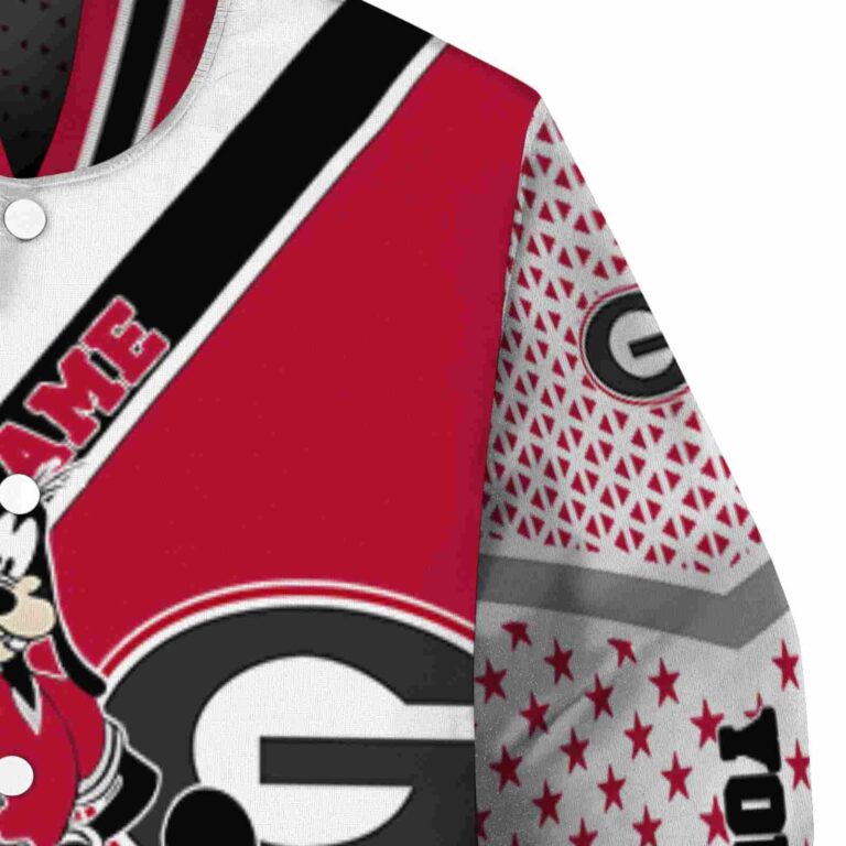custom georgia bulldogs mickey donald goofy red white jacket premium grade jacketwow
