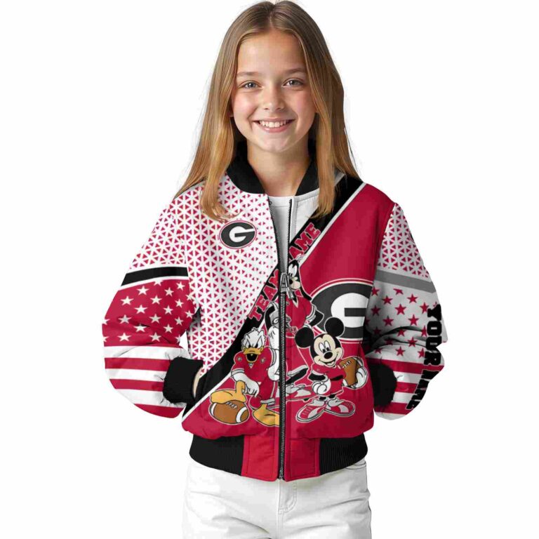 custom georgia bulldogs mickey donald goofy red white jacket top rated jacketwow